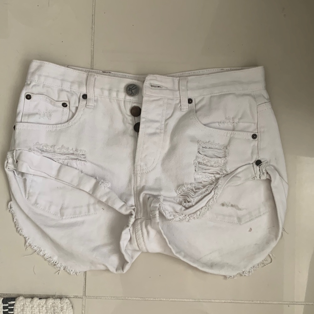 White One Teaspoon Bandit Jean Shorts